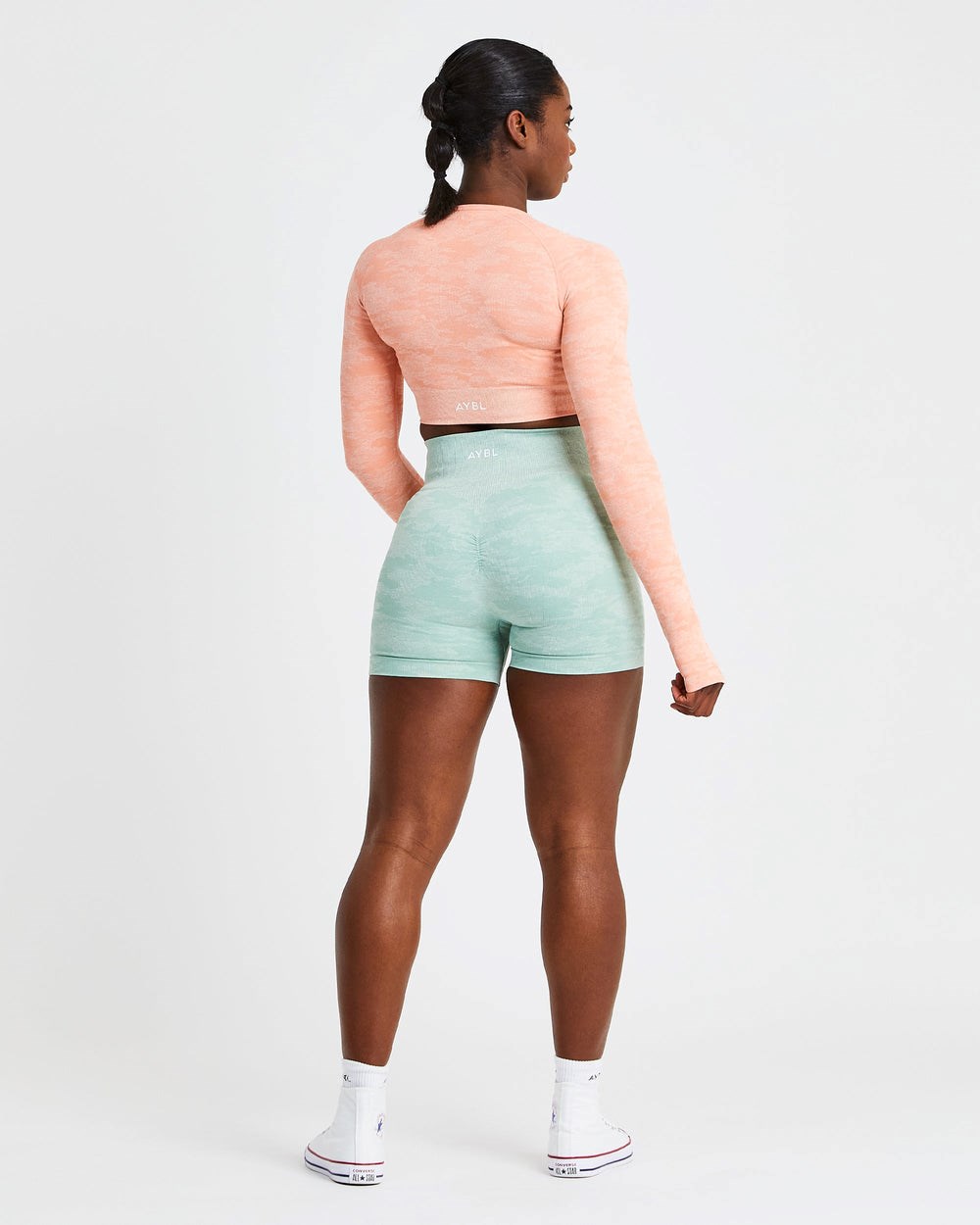 AYBL Evolve Camo Seamless Long Sleeve Crop Top Peach | 43852-XKUF