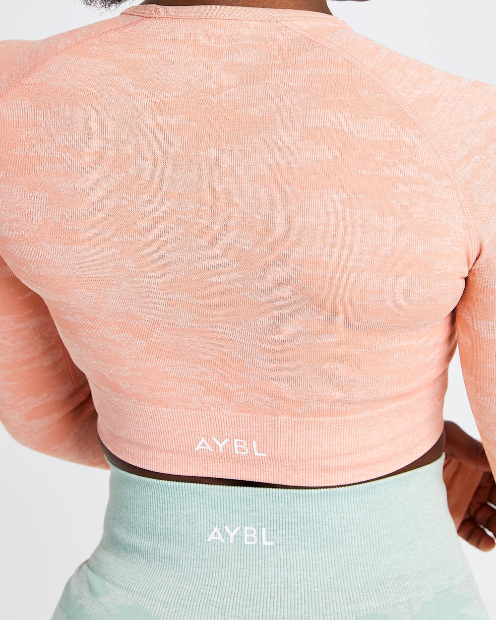 AYBL Evolve Camo Seamless Long Sleeve Crop Top Peach | 43852-XKUF