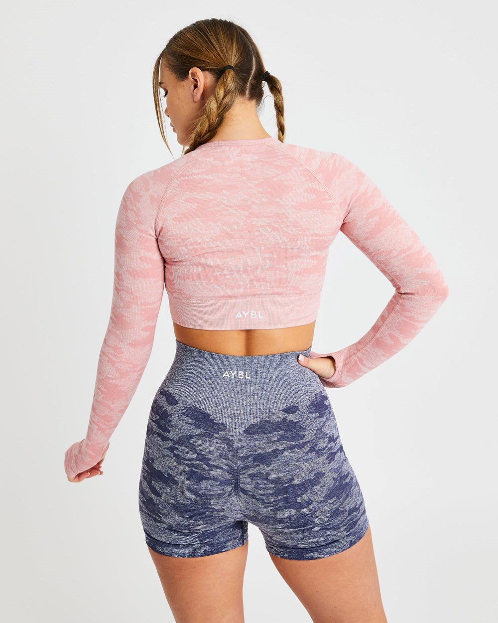 AYBL Evolve Camo Seamless Long Sleeve Crop Top Rosa | 45081-IPEU