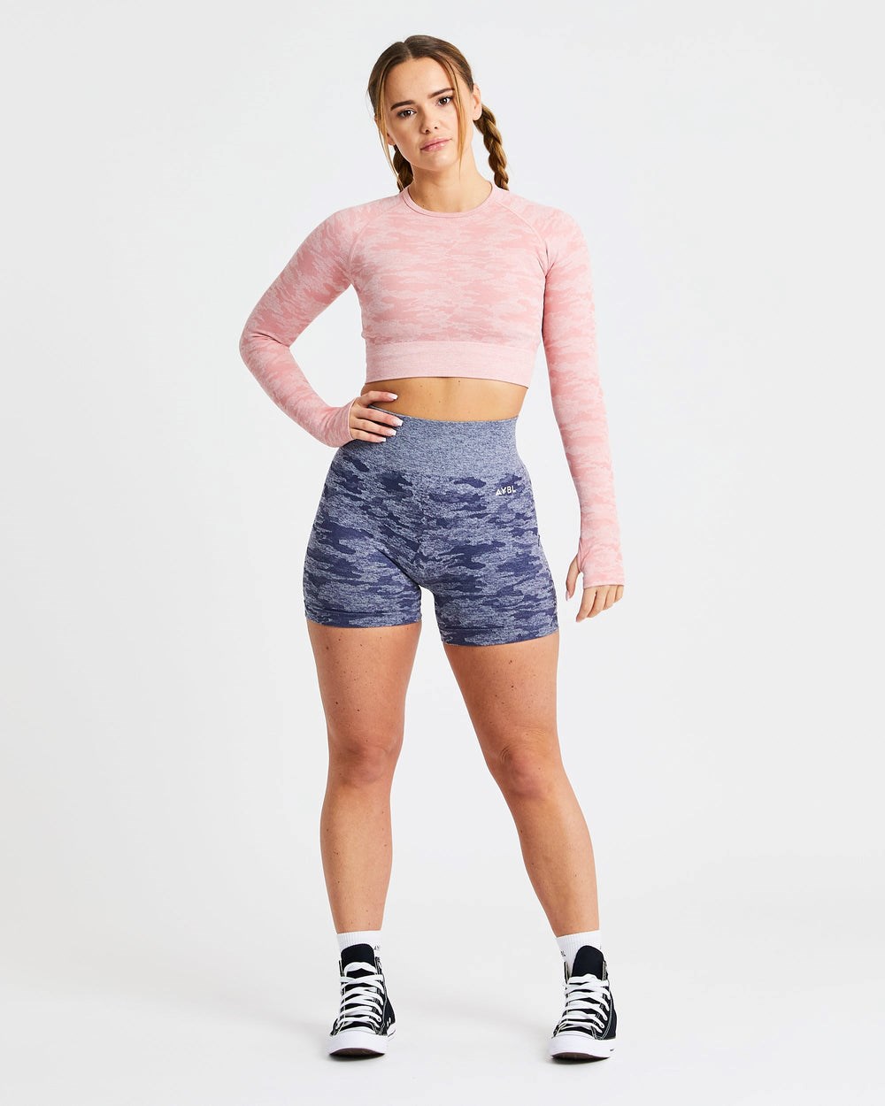 AYBL Evolve Camo Seamless Long Sleeve Crop Top Rosa | 45081-IPEU