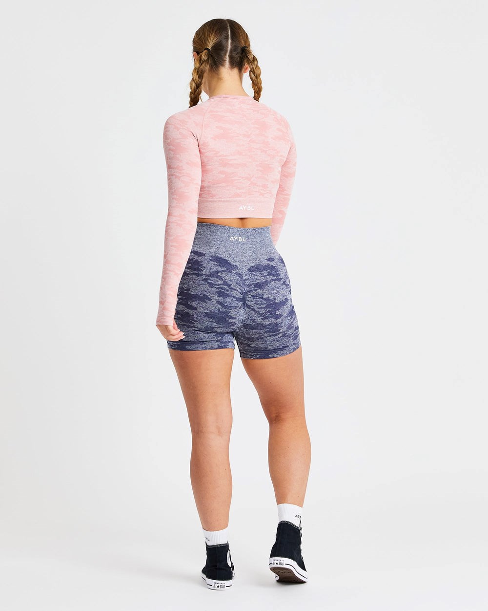 AYBL Evolve Camo Seamless Long Sleeve Crop Top Rosa | 45081-IPEU