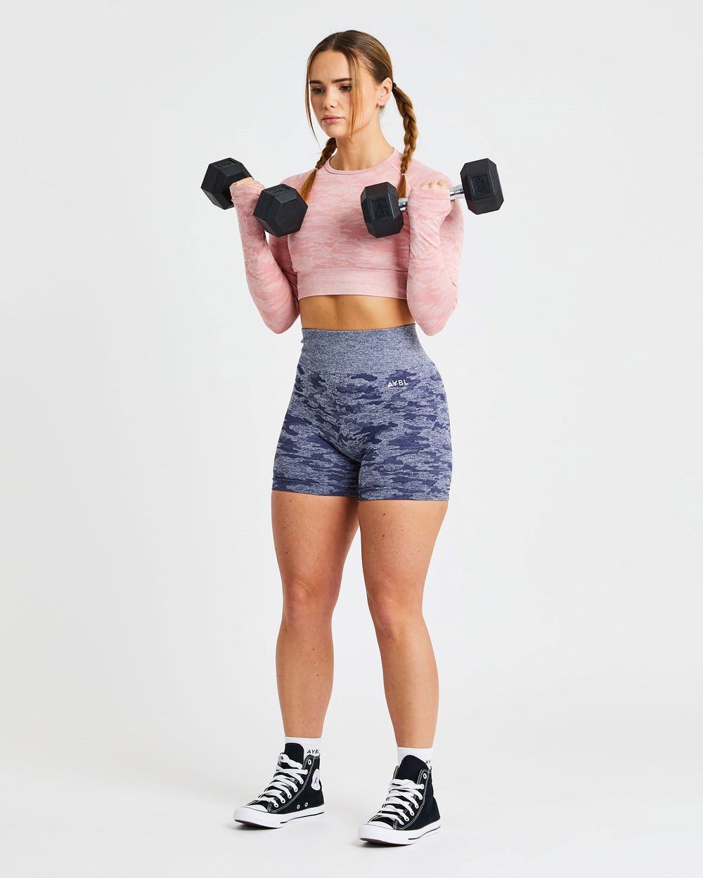 AYBL Evolve Camo Seamless Long Sleeve Crop Top Rosa | 45081-IPEU