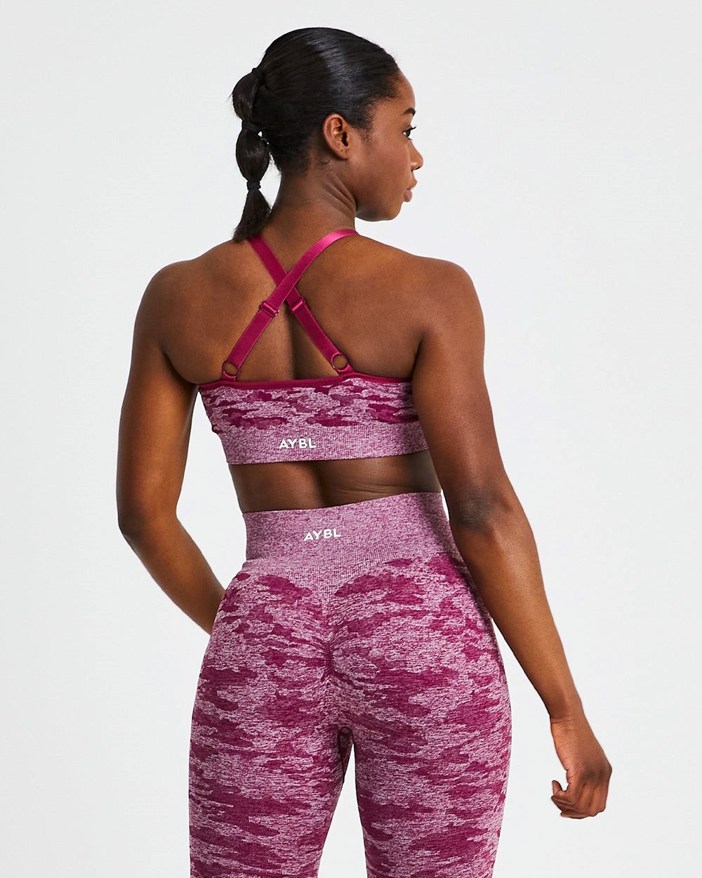 AYBL Evolve Camo Seamless Sports Bra Bordeaux | 60318-SQGJ