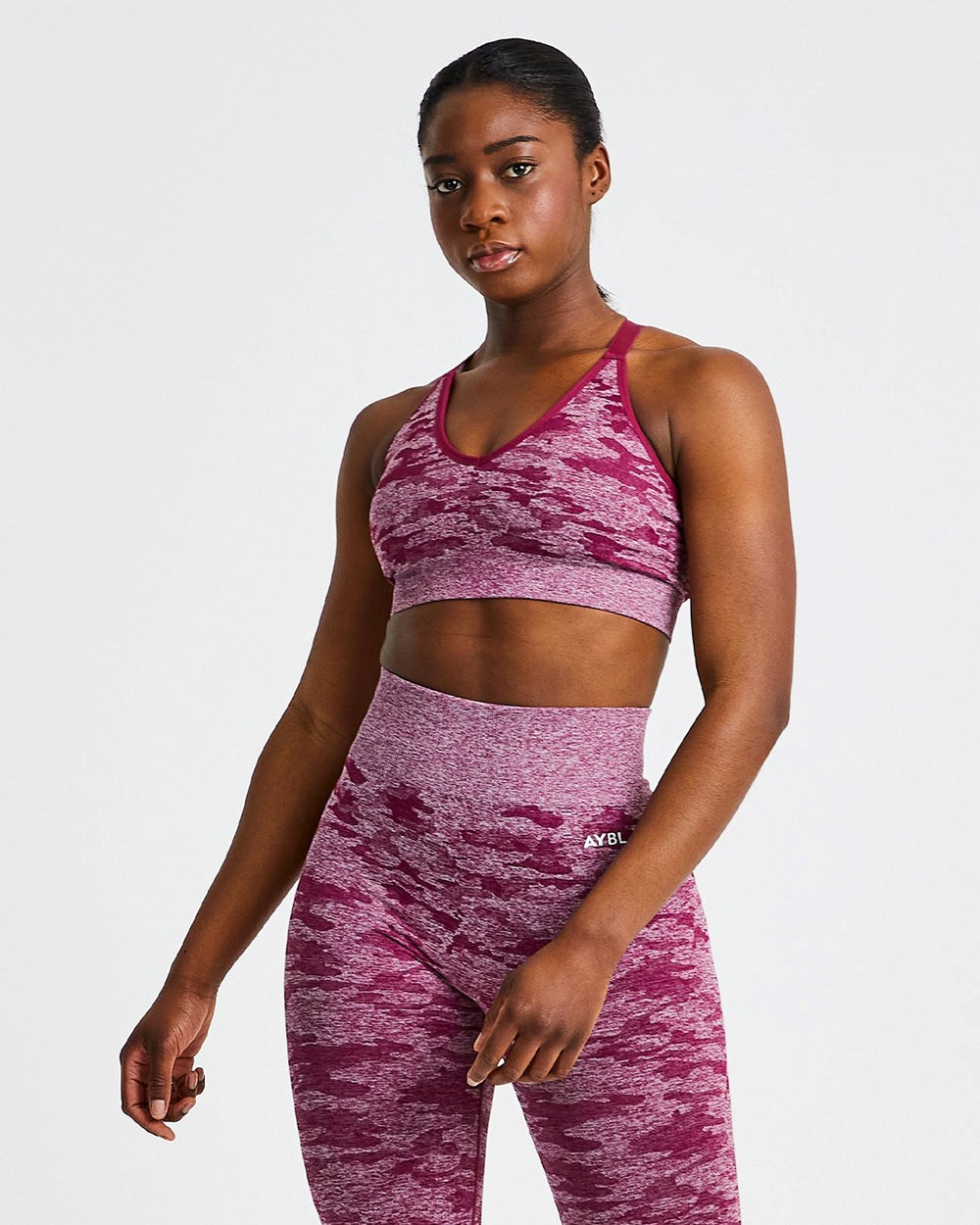 AYBL Evolve Camo Seamless Sports Bra Bordeaux | 60318-SQGJ