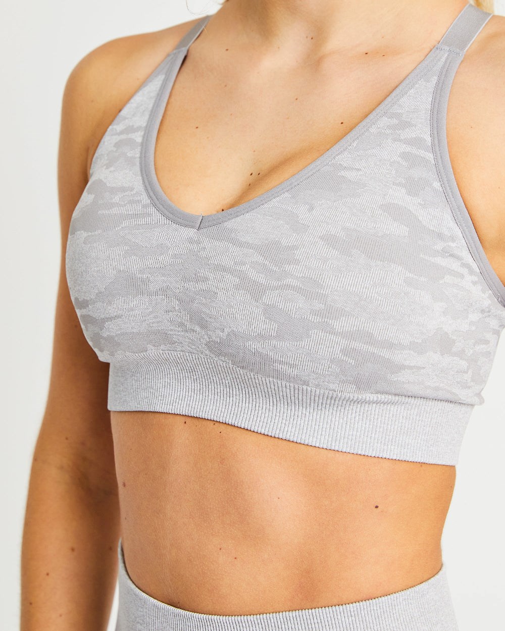 AYBL Evolve Camo Seamless Sports Bra Grau | 62079-TMVR