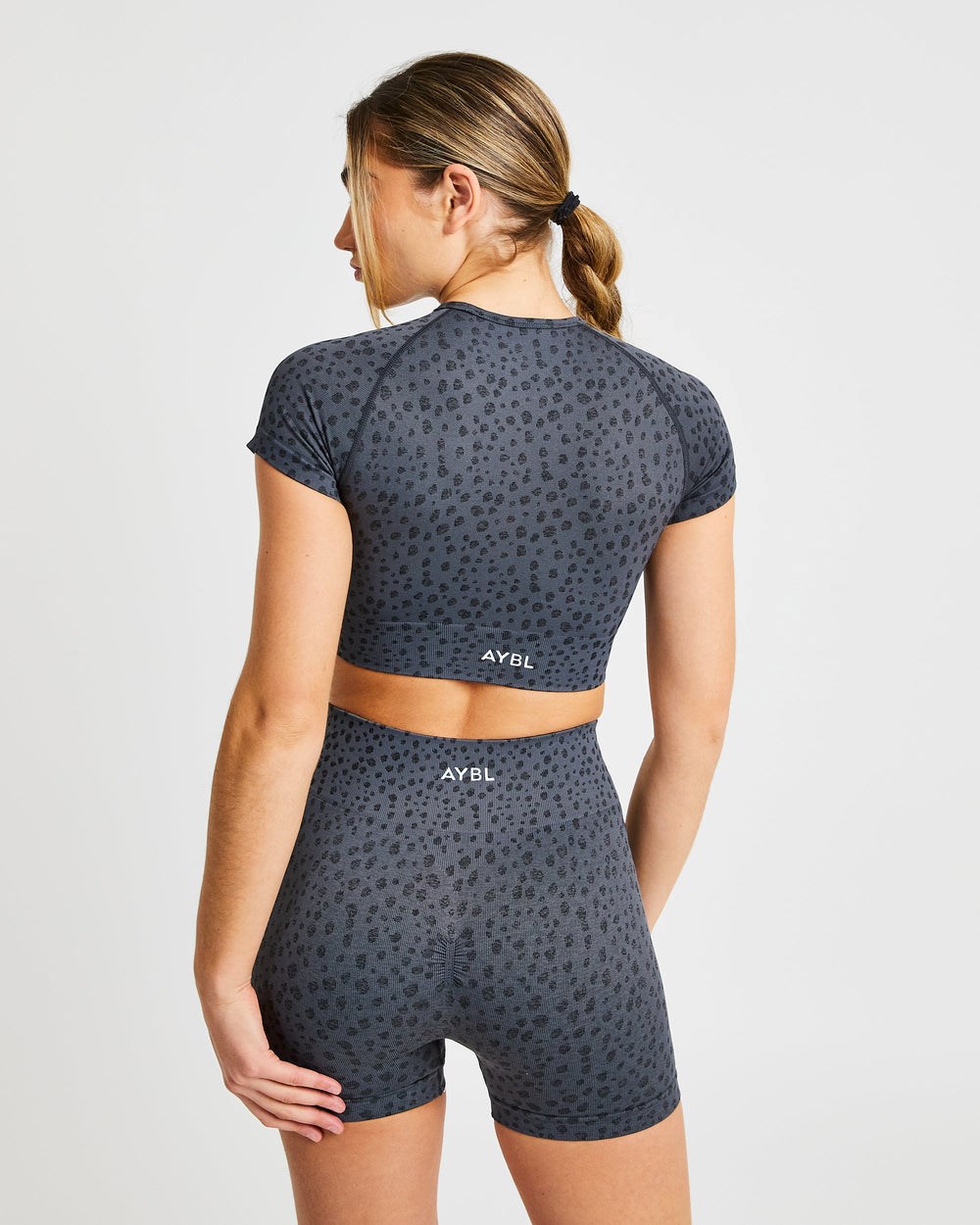 AYBL Evolve Speckle Seamless Crop Top Charcoal | 46205-CNBR