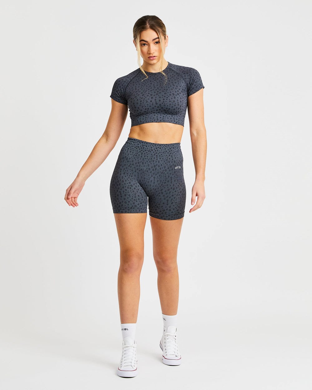 AYBL Evolve Speckle Seamless Crop Top Charcoal | 46205-CNBR