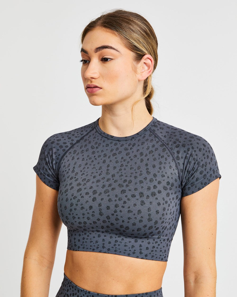 AYBL Evolve Speckle Seamless Crop Top Charcoal | 46205-CNBR