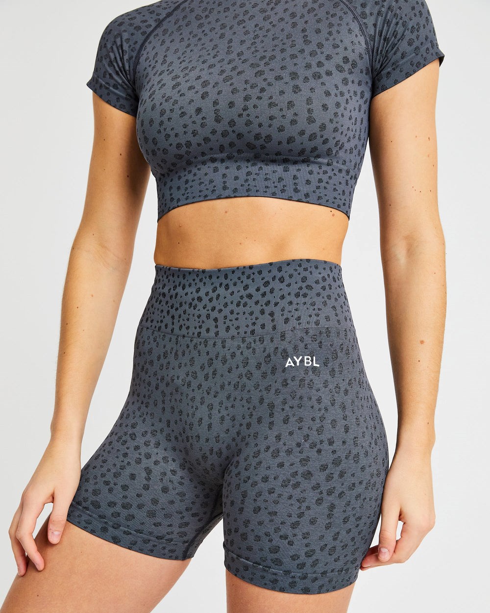 AYBL Evolve Speckle Seamless Crop Top Charcoal | 46205-CNBR