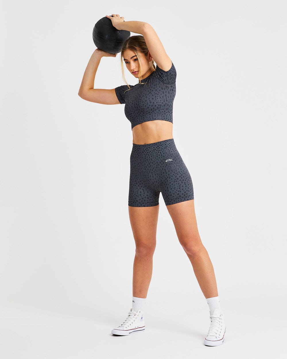 AYBL Evolve Speckle Seamless Crop Top Charcoal | 46205-CNBR