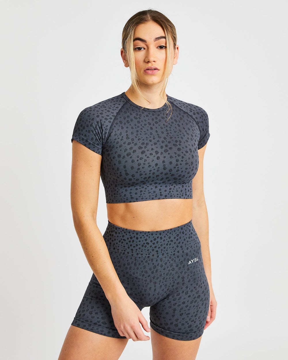 AYBL Evolve Speckle Seamless Crop Top Charcoal | 46205-CNBR