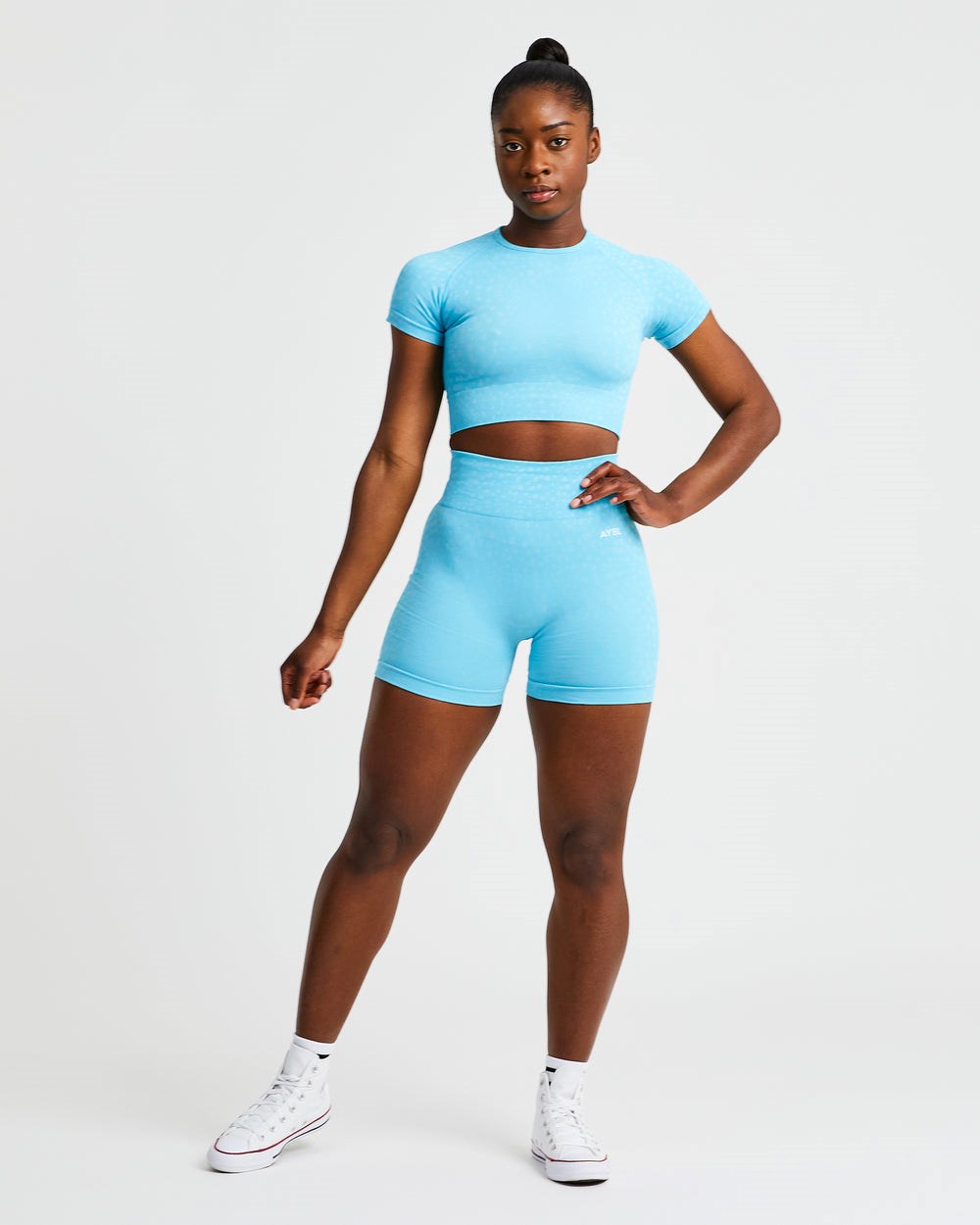 AYBL Evolve Speckle Seamless Crop Top Hellblau | 34196-DNEW