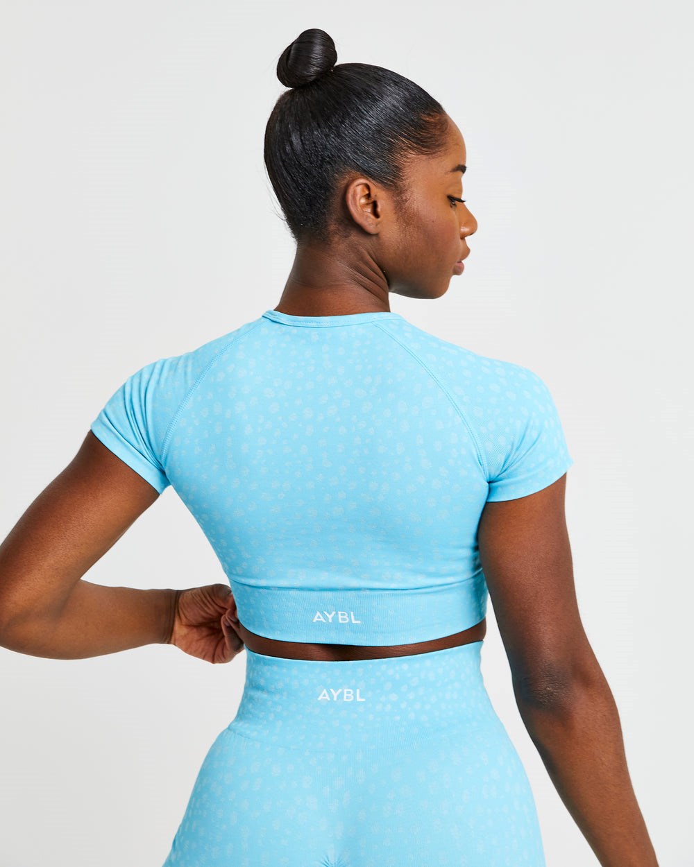 AYBL Evolve Speckle Seamless Crop Top Hellblau | 34196-DNEW