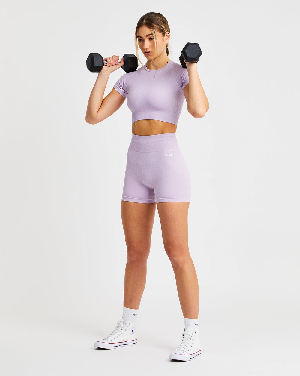 AYBL Evolve Speckle Seamless Crop Top Lilac | 56372-CZFX