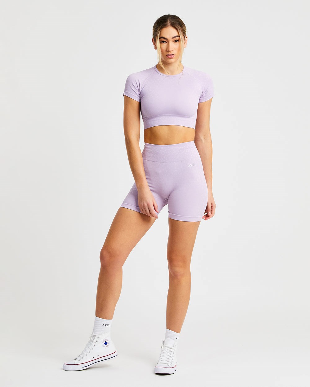 AYBL Evolve Speckle Seamless Crop Top Lilac | 87421-ZVMU