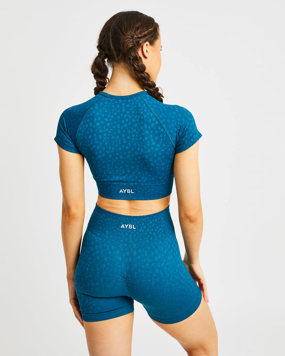 AYBL Evolve Speckle Seamless Crop Top Teal | 47082-MRLQ