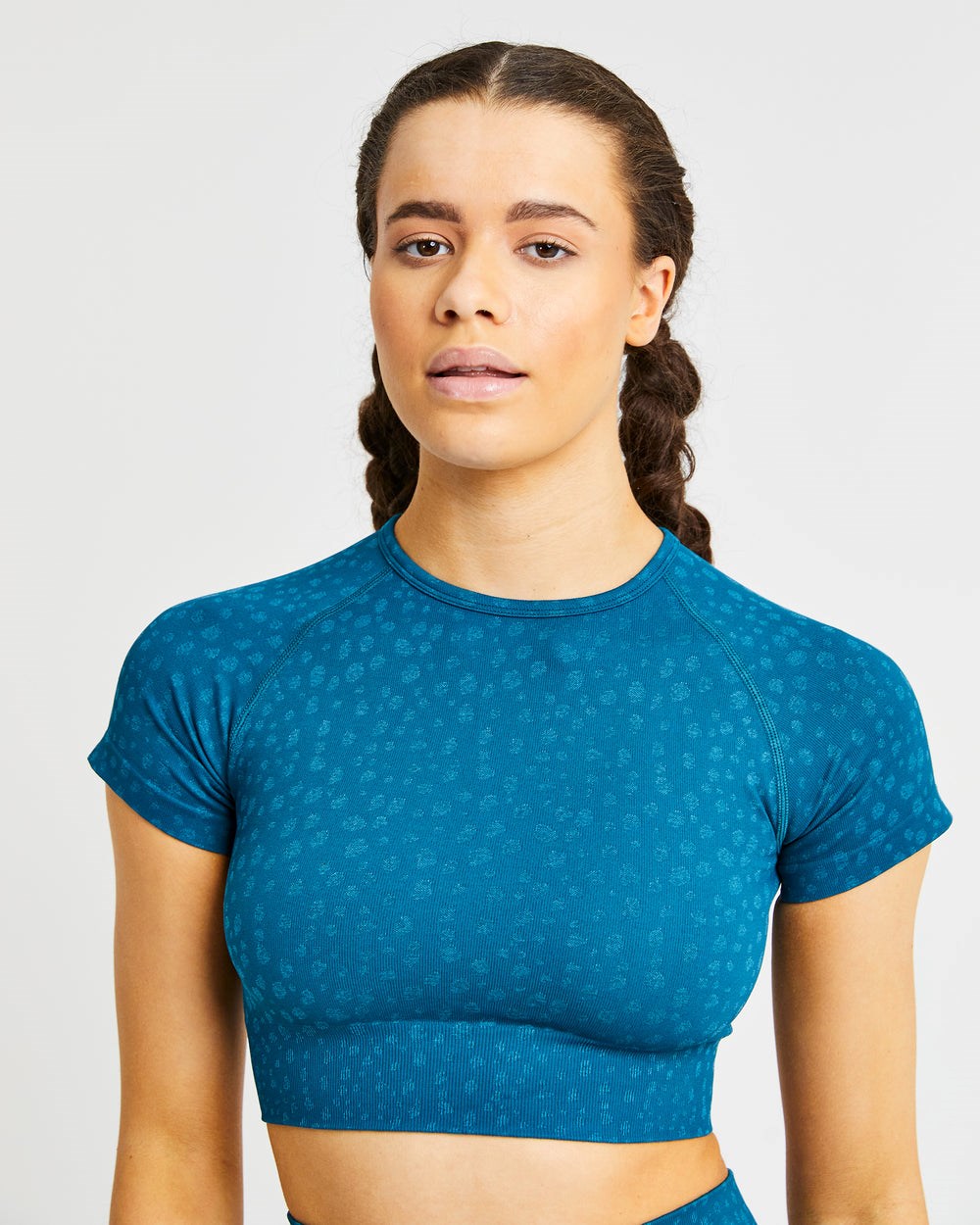 AYBL Evolve Speckle Seamless Crop Top Teal | 47082-MRLQ