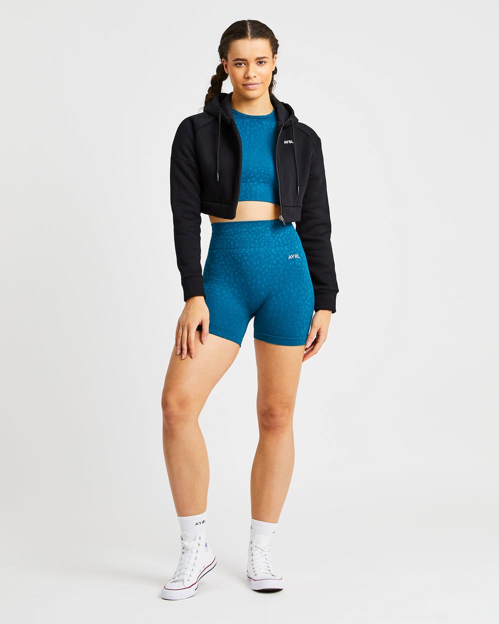 AYBL Evolve Speckle Seamless Crop Top Teal | 73684-YHSV