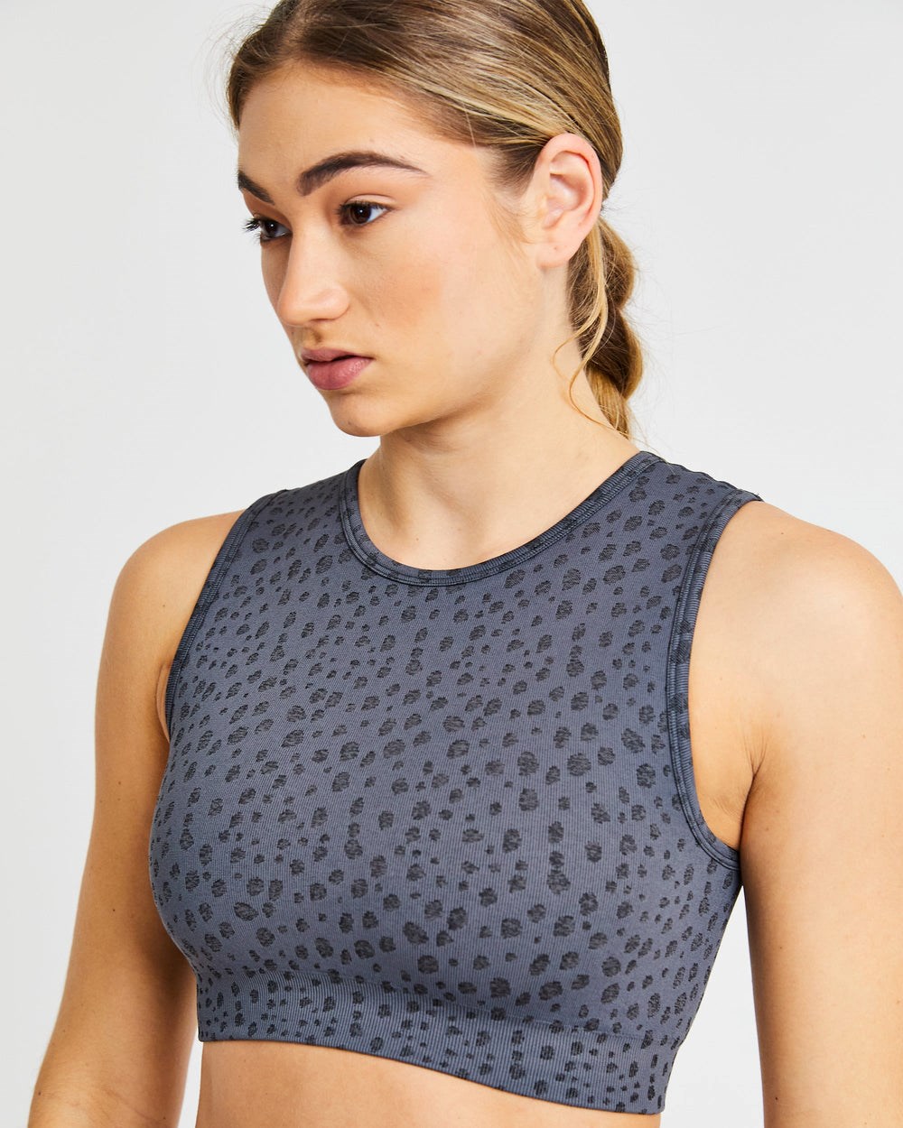 AYBL Evolve Speckle Seamless Crop Vest Charcoal | 76045-UIGQ