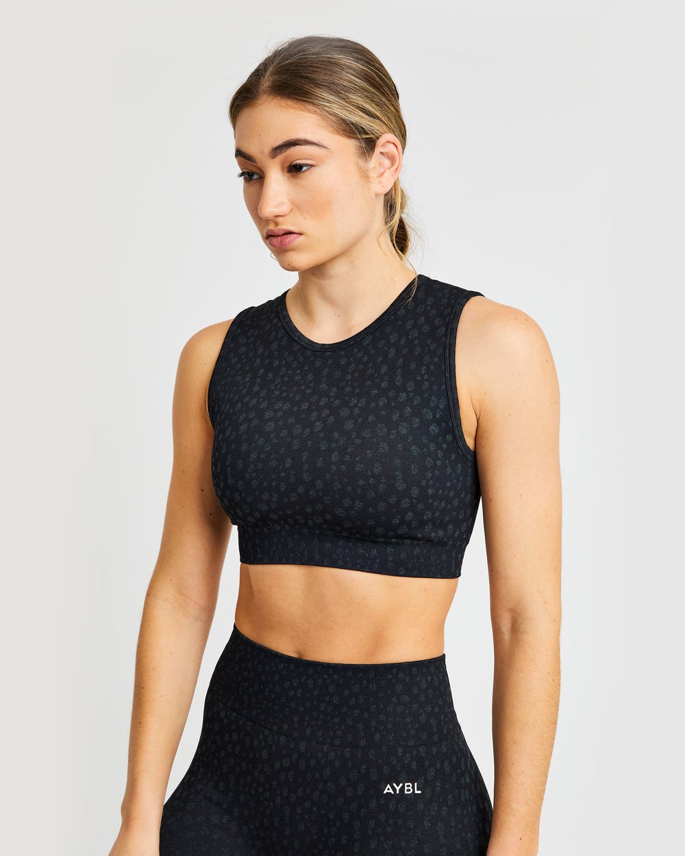 AYBL Evolve Speckle Seamless Crop Vest Schwarz | 05941-FCZM