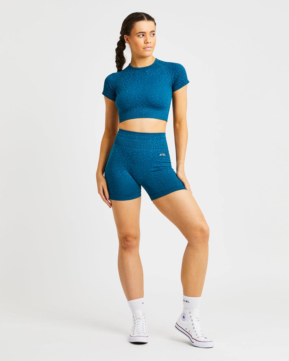 AYBL Evolve Speckle Seamless Crop Vest Teal | 84052-OQJB