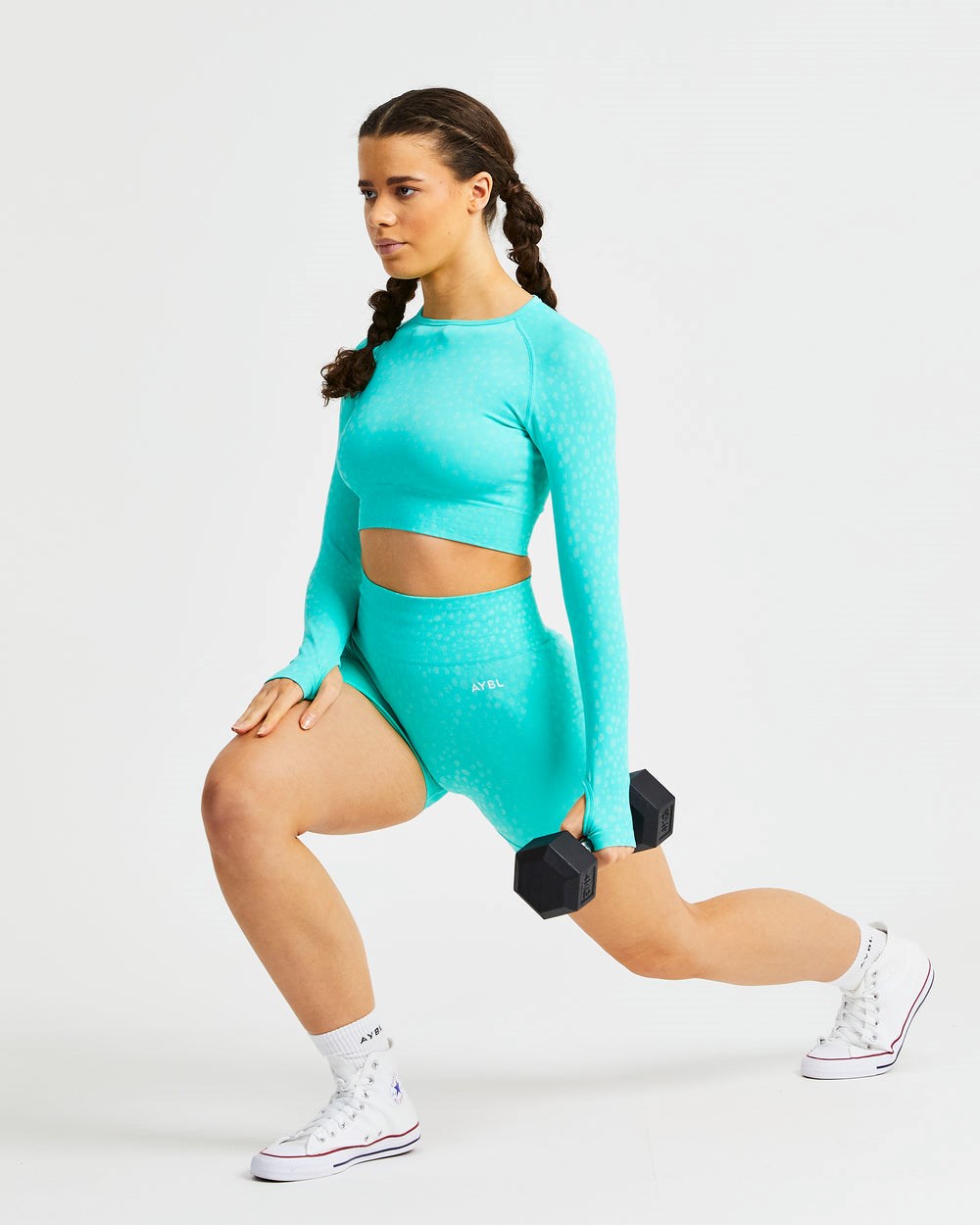 AYBL Evolve Speckle Seamless Long Sleeve Crop Top Grün | 08293-ITLP