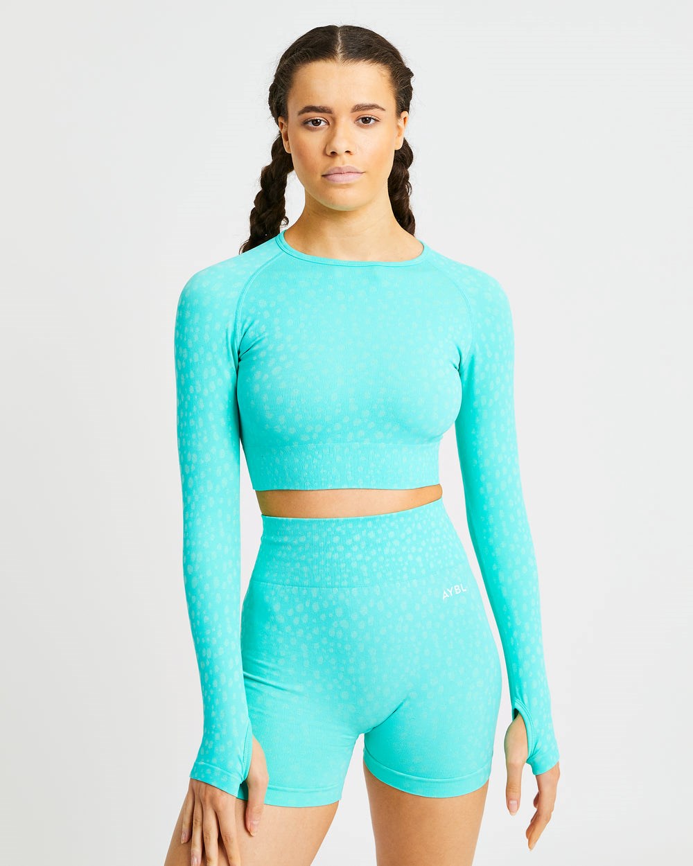 AYBL Evolve Speckle Seamless Long Sleeve Crop Top Grün | 08293-ITLP