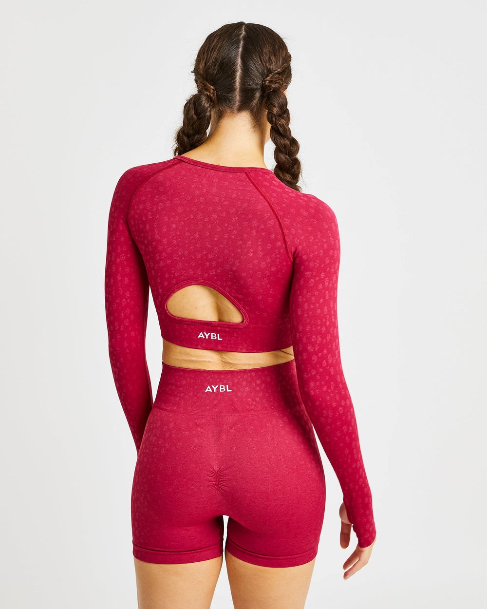 AYBL Evolve Speckle Seamless Long Sleeve Crop Top Raspberry | 10475-FDSU