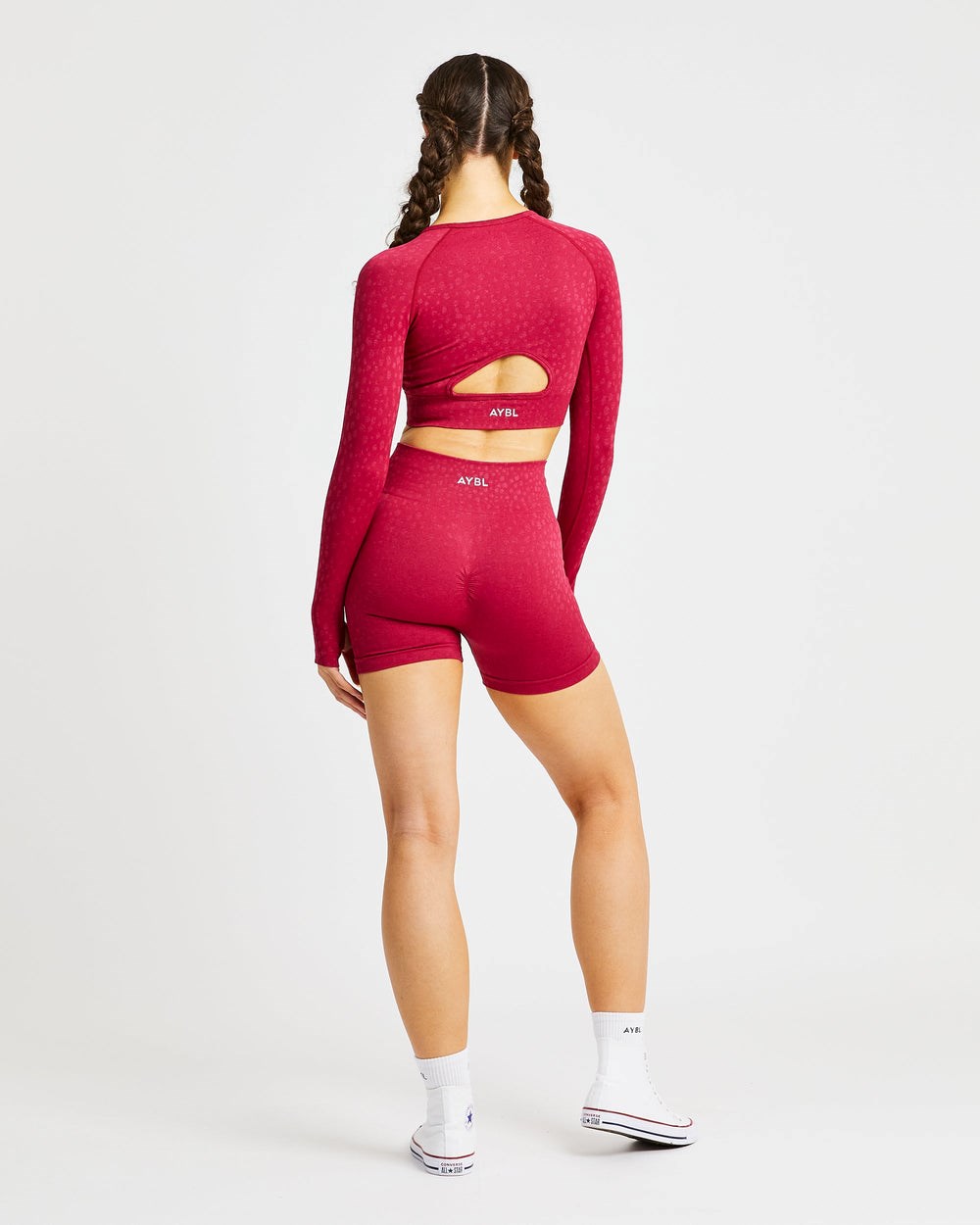 AYBL Evolve Speckle Seamless Long Sleeve Crop Top Raspberry | 10475-FDSU