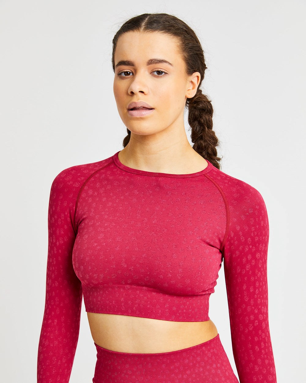 AYBL Evolve Speckle Seamless Long Sleeve Crop Top Raspberry | 10475-FDSU