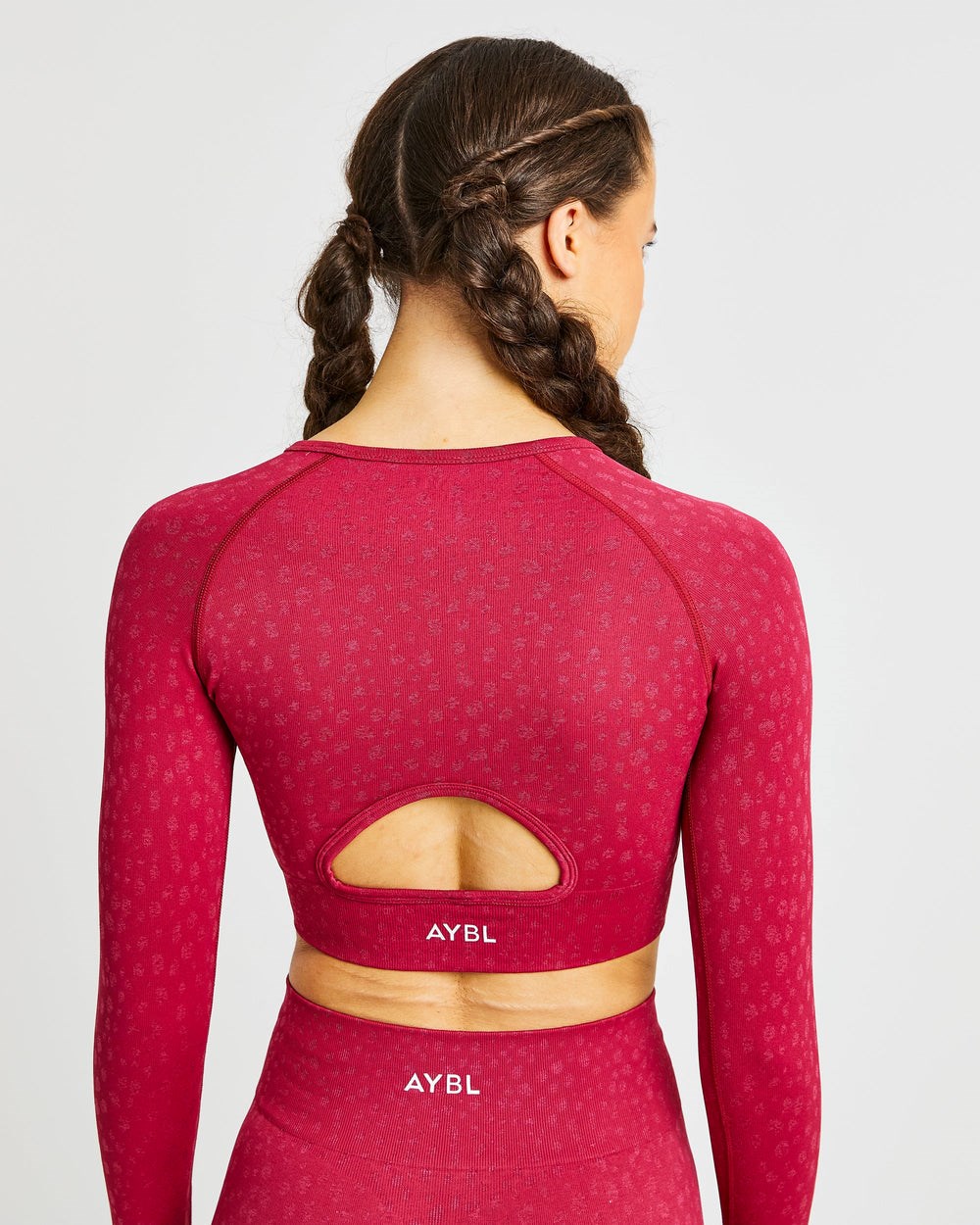 AYBL Evolve Speckle Seamless Long Sleeve Crop Top Raspberry | 10475-FDSU