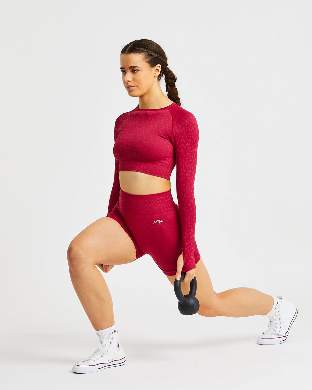 AYBL Evolve Speckle Seamless Long Sleeve Crop Top Raspberry | 10475-FDSU