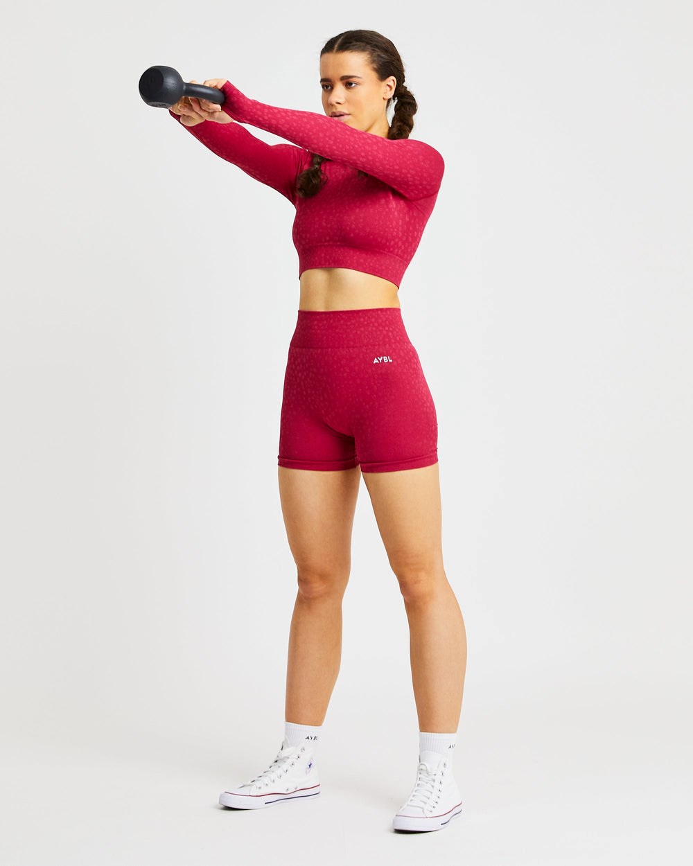 AYBL Evolve Speckle Seamless Long Sleeve Crop Top Raspberry | 10475-FDSU