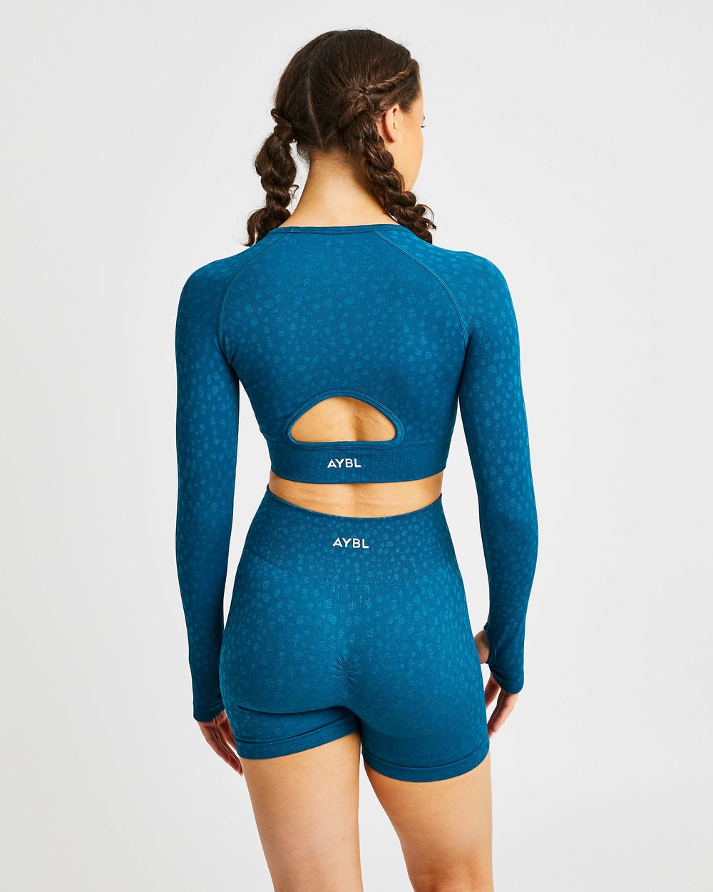 AYBL Evolve Speckle Seamless Long Sleeve Crop Top Teal | 13405-ZHJT