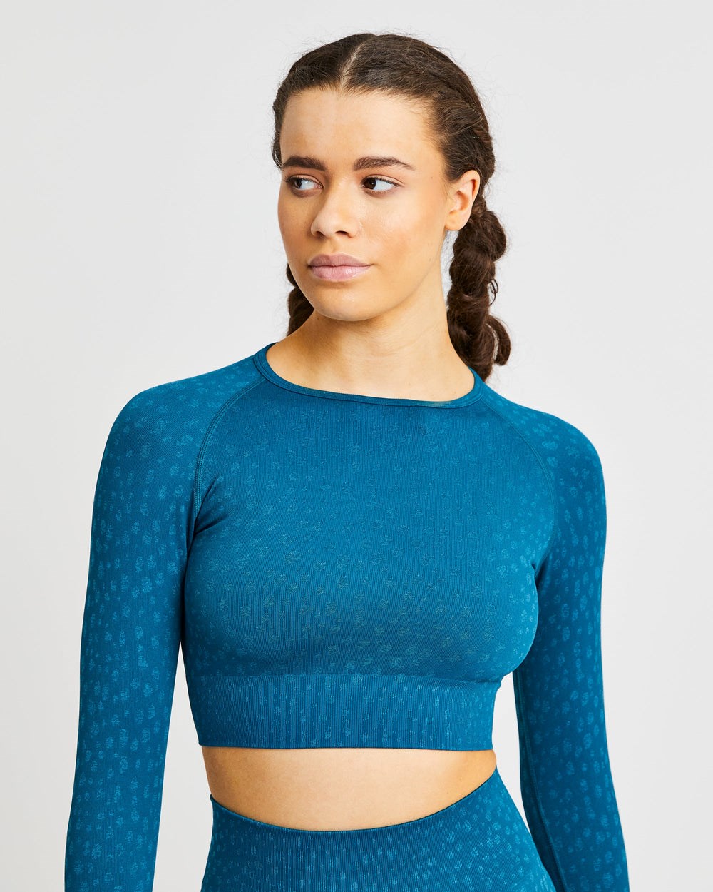 AYBL Evolve Speckle Seamless Long Sleeve Crop Top Teal | 13405-ZHJT