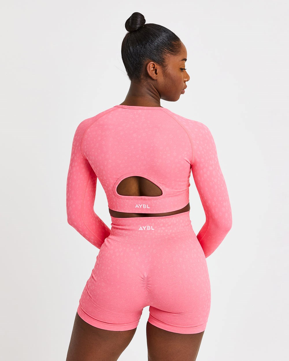 AYBL Evolve Speckle Seamless Long Sleeve Crop Top Koralle Rosa | 16597-QSHI