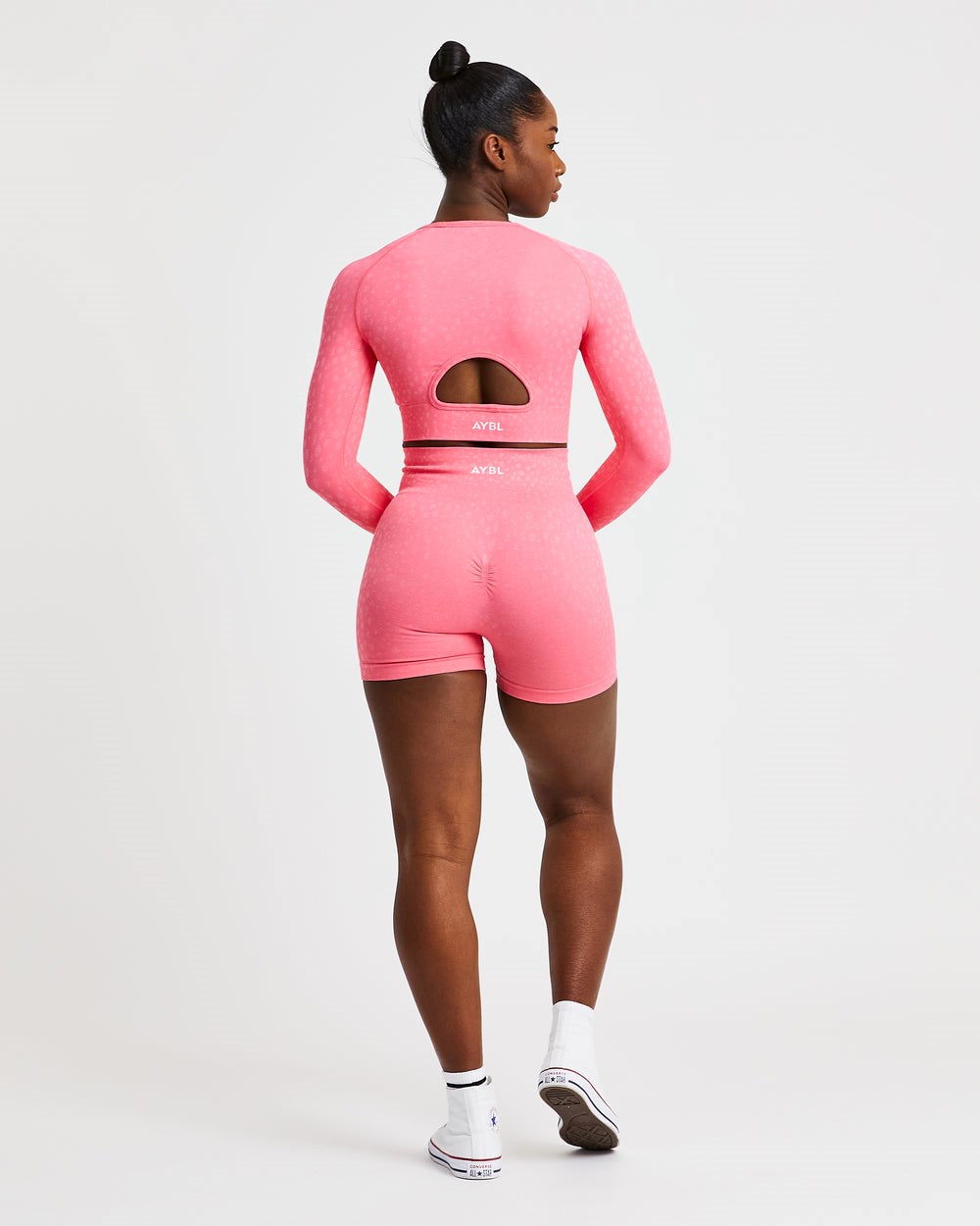 AYBL Evolve Speckle Seamless Long Sleeve Crop Top Koralle Rosa | 16597-QSHI