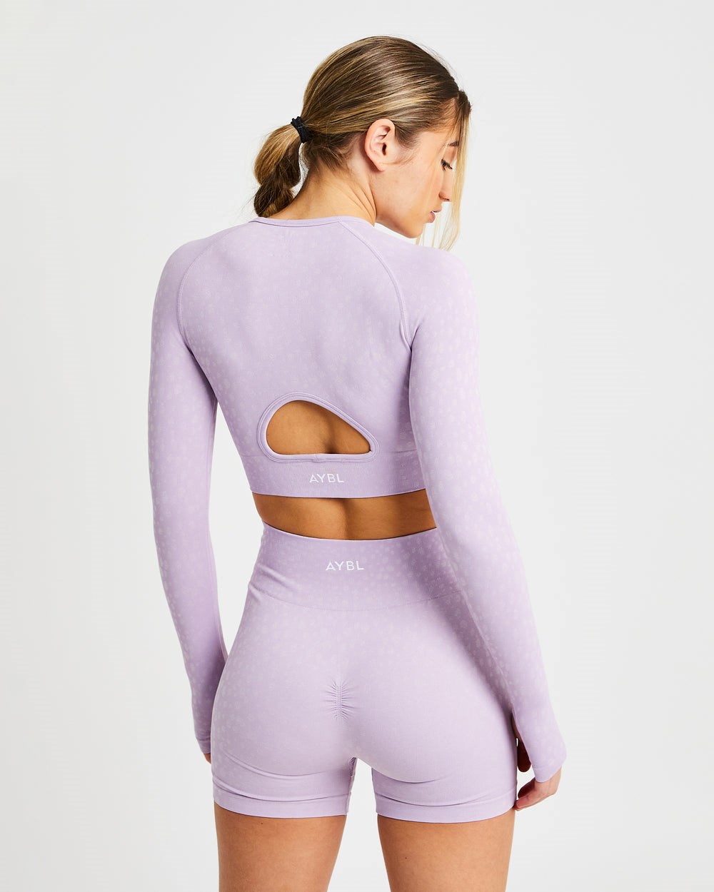 AYBL Evolve Speckle Seamless Long Sleeve Crop Top Lilac | 17892-EKUS