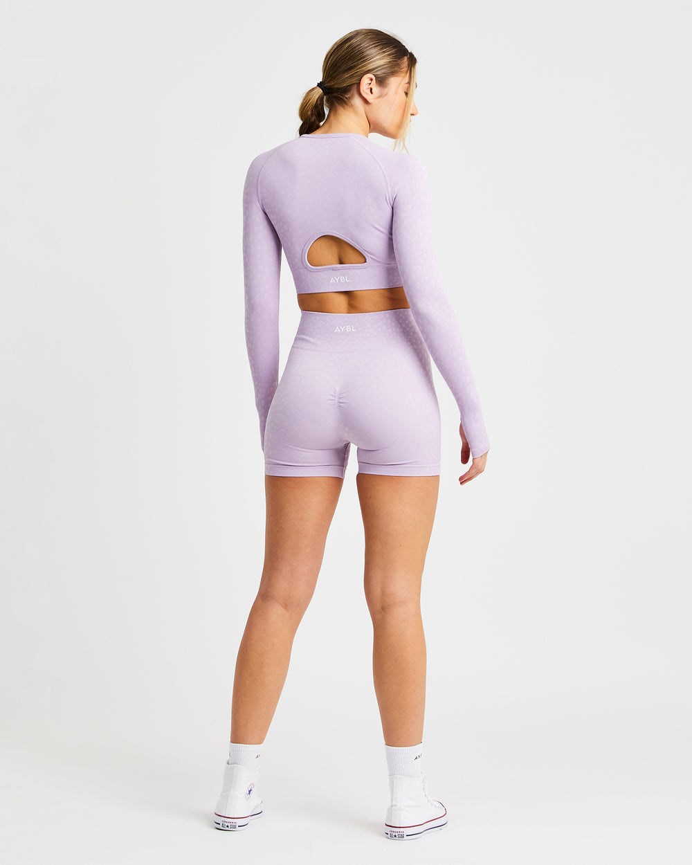 AYBL Evolve Speckle Seamless Long Sleeve Crop Top Lilac | 17892-EKUS