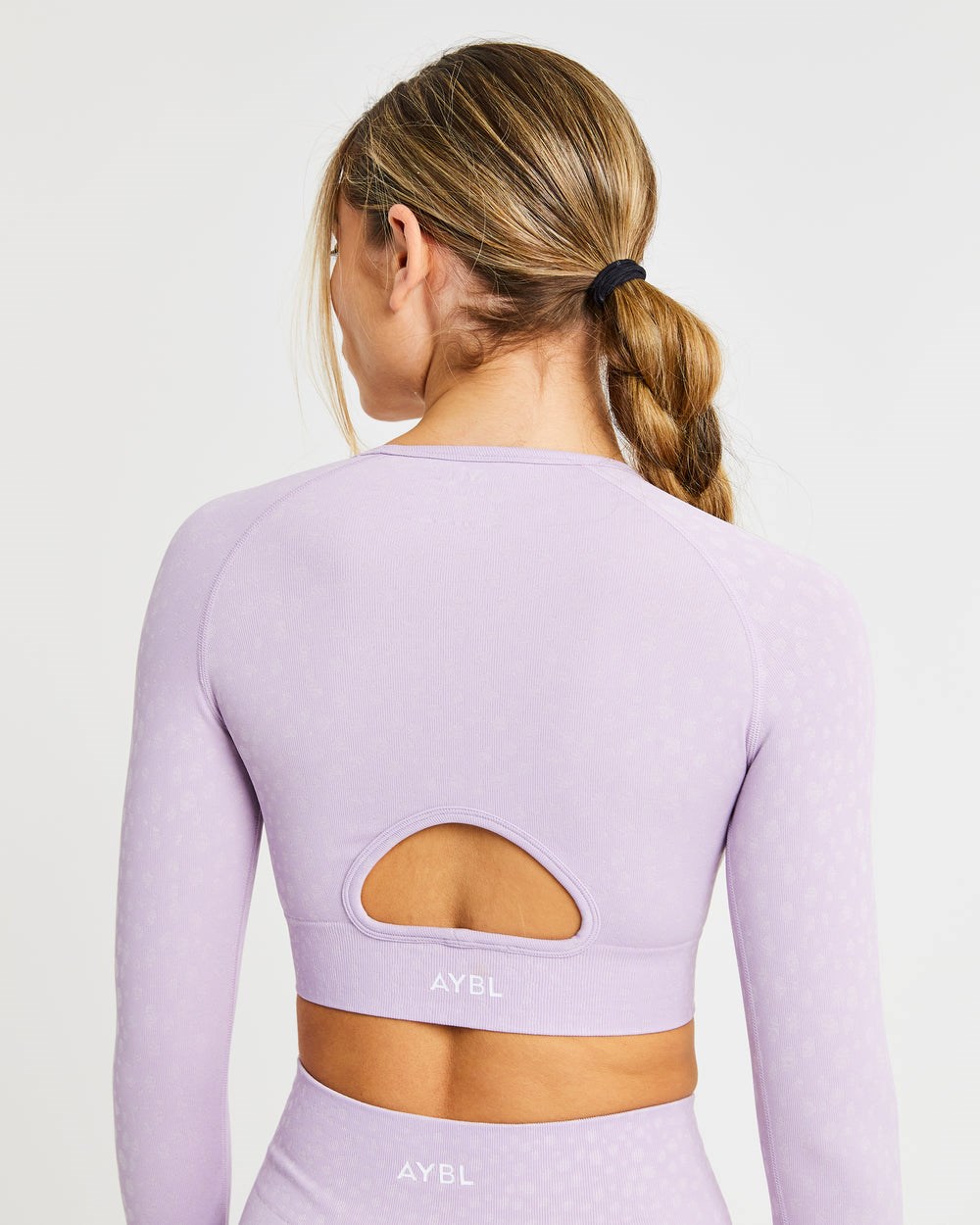 AYBL Evolve Speckle Seamless Long Sleeve Crop Top Lilac | 17892-EKUS