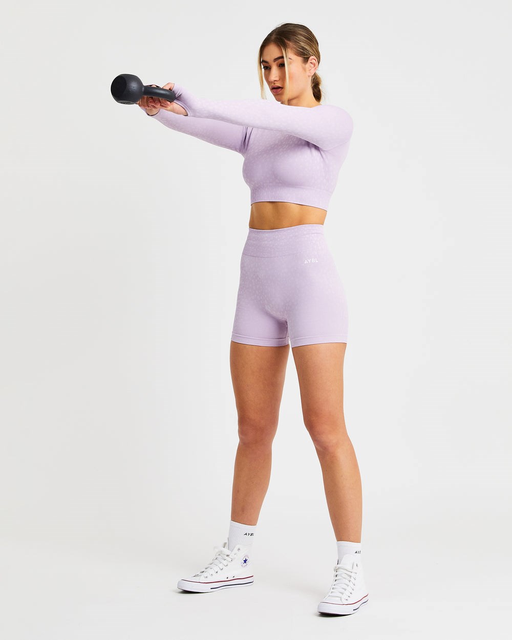 AYBL Evolve Speckle Seamless Long Sleeve Crop Top Lilac | 17892-EKUS