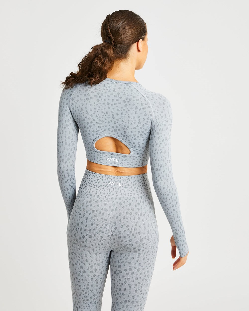 AYBL Evolve Speckle Seamless Long Sleeve Crop Top Hellgrau | 29680-KTSX