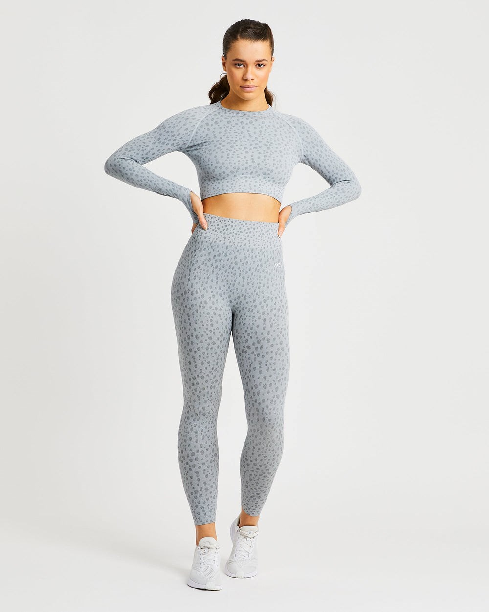 AYBL Evolve Speckle Seamless Long Sleeve Crop Top Hellgrau | 29680-KTSX