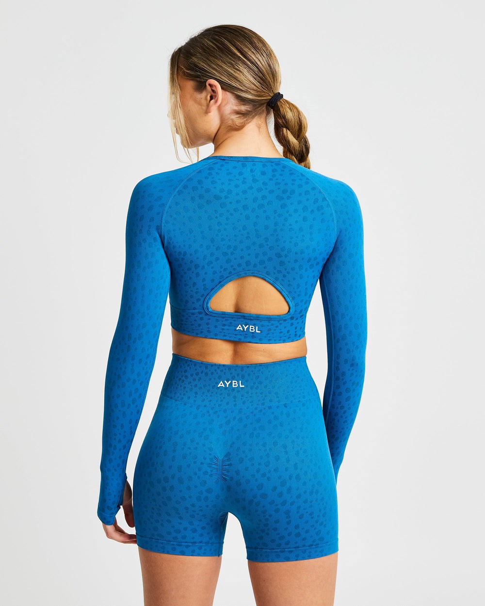 AYBL Evolve Speckle Seamless Long Sleeve Crop Top Blau | 35102-TCMS