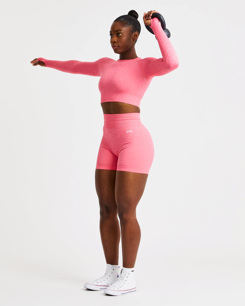 AYBL Evolve Speckle Seamless Long Sleeve Crop Top Koralle Rosa | 92716-LRSH