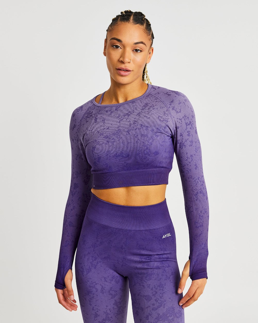 AYBL Flare Seamless Long Sleeve Crop Top Lila | 27941-VHBL