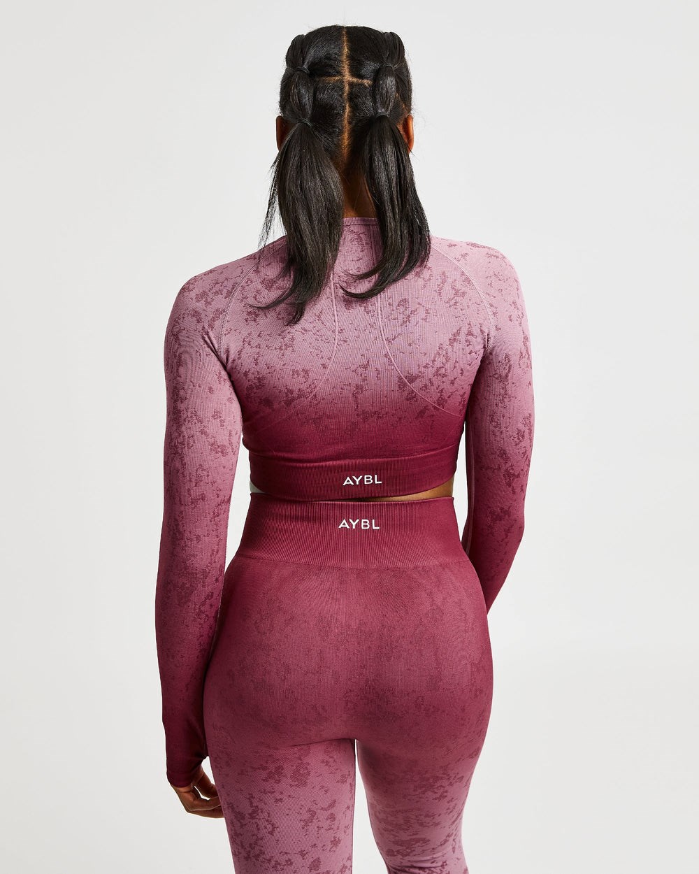 AYBL Flare Seamless Long Sleeve Crop Top Plum | 35610-AHMW