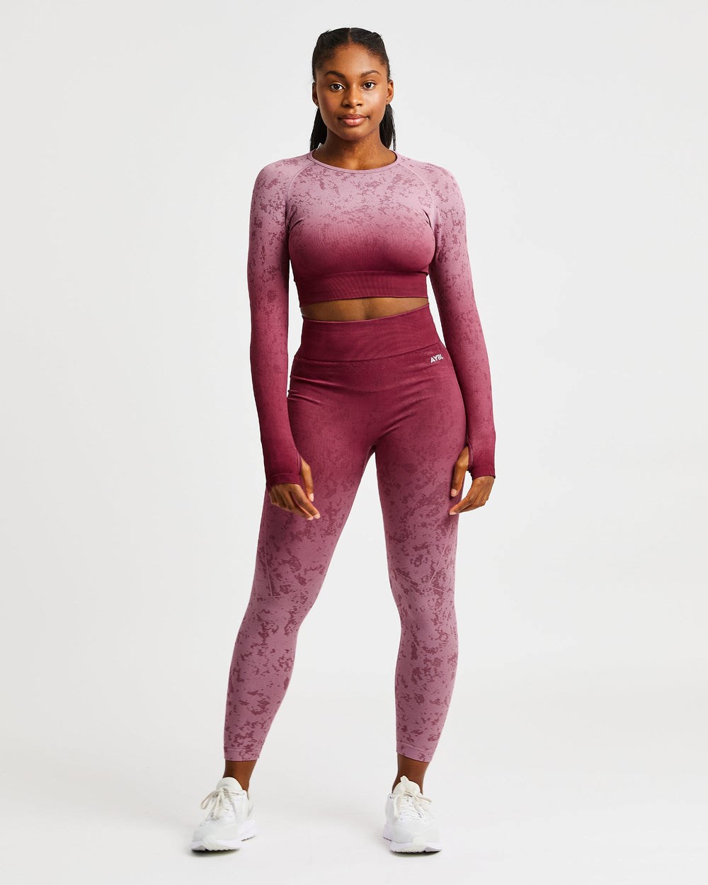 AYBL Flare Seamless Long Sleeve Crop Top Plum | 35610-AHMW