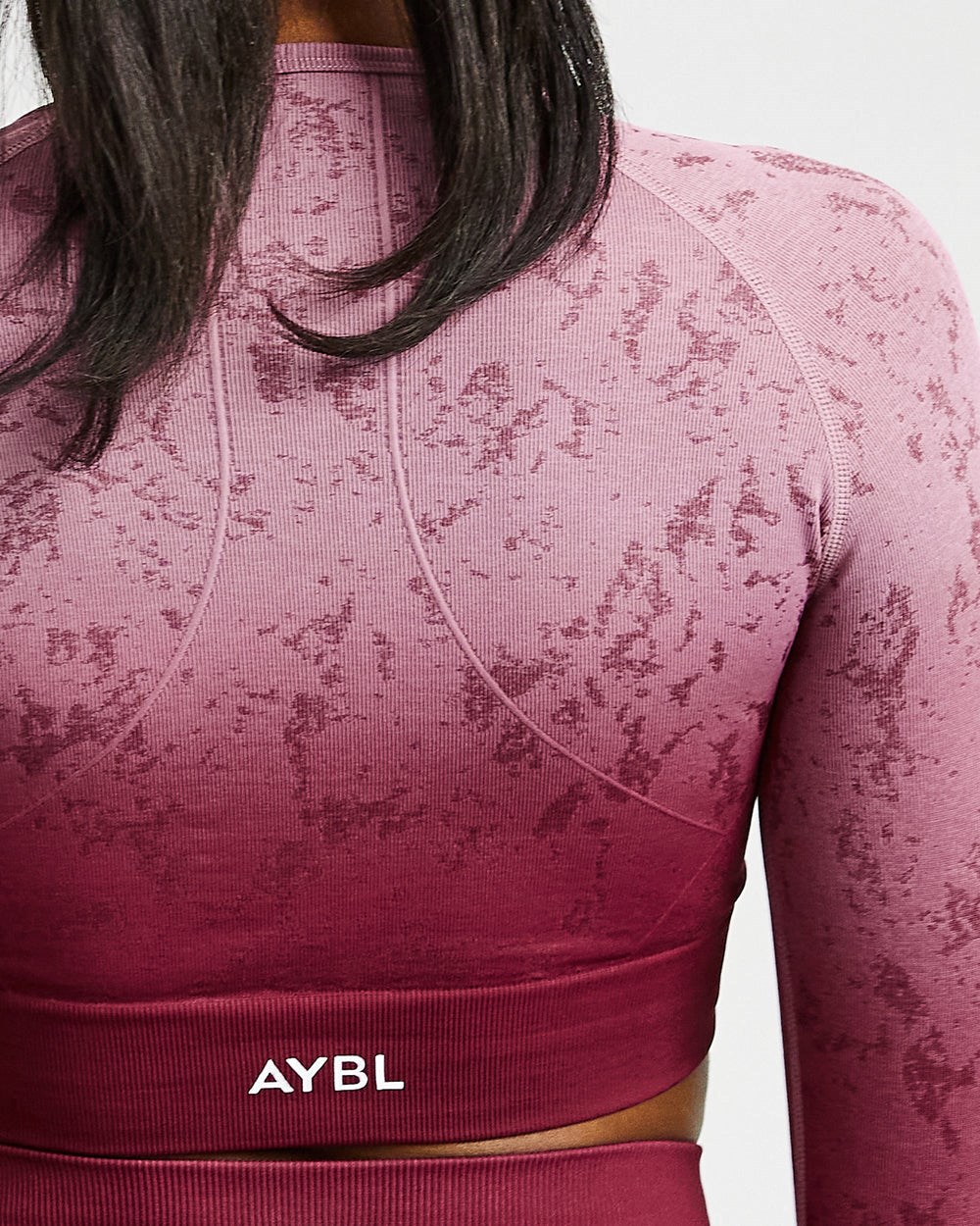 AYBL Flare Seamless Long Sleeve Crop Top Plum | 35610-AHMW