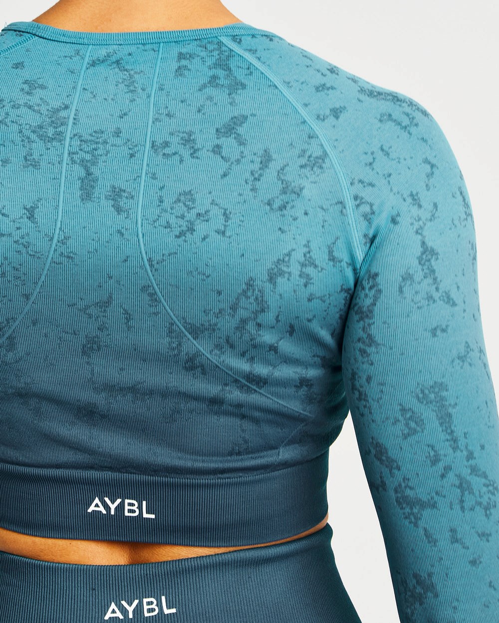 AYBL Flare Seamless Long Sleeve Crop Top Teal | 47310-QGTD